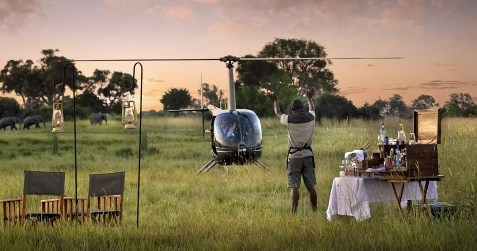 Helicopter Camping Safaris in Botswana